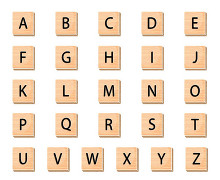 English alphabet on tiles 